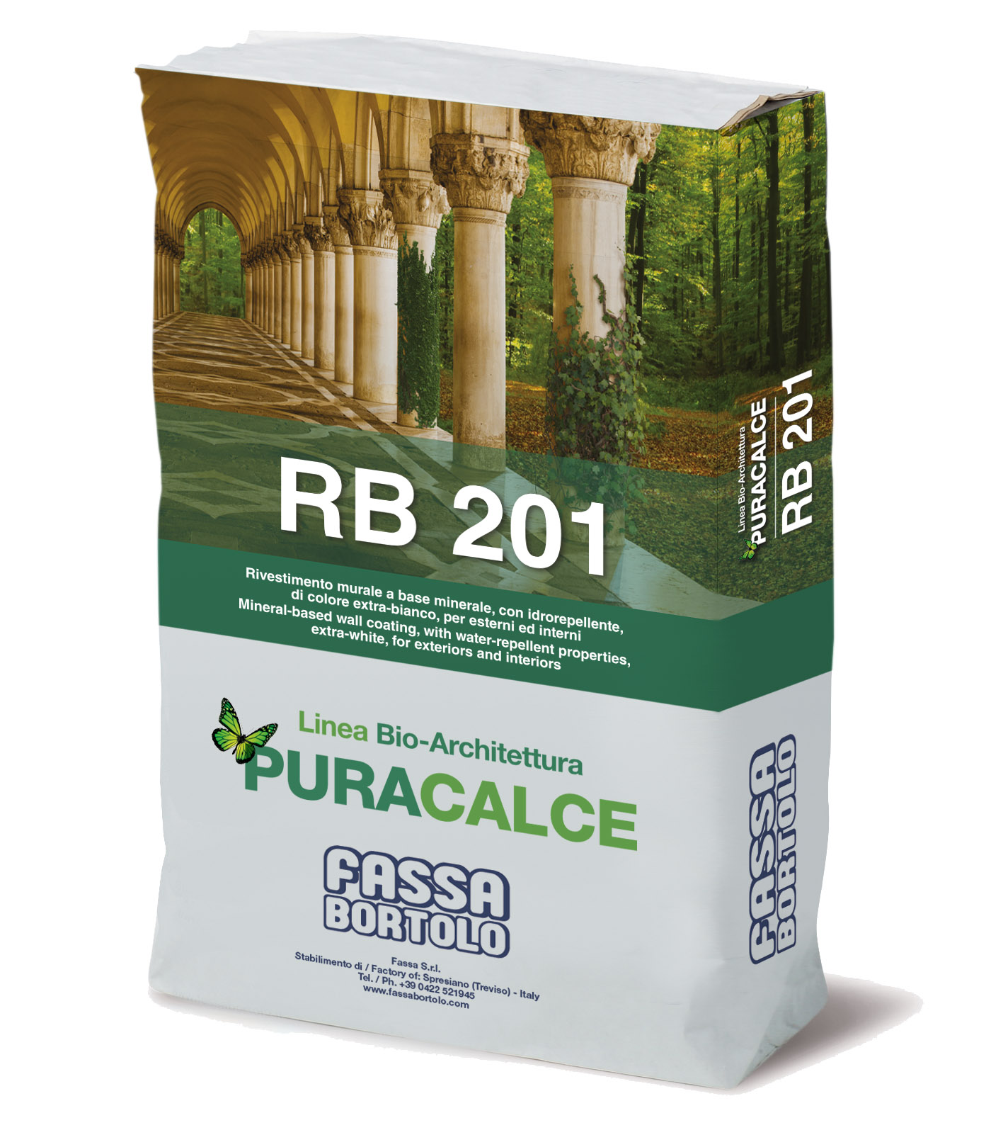 RB 201: Revêtement mural naturel extra-blanc, à base minérale, à effet marbré, pour extérieurs et intérieurs